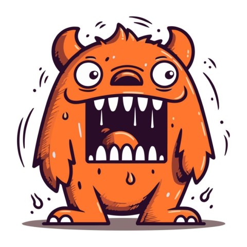 Angry cartoon monster. Vector illustration isolated on a white b