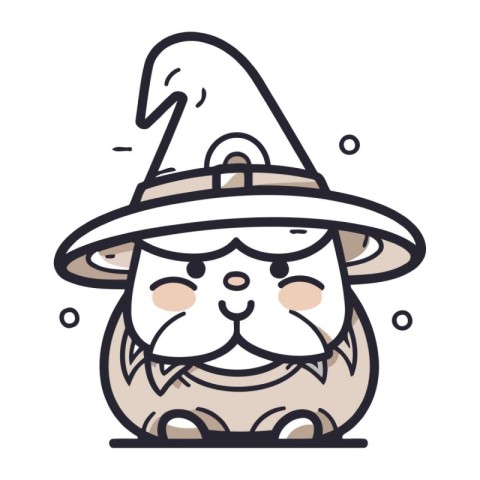 Vector illustration of cute cartoon hamster in a hat and a witch