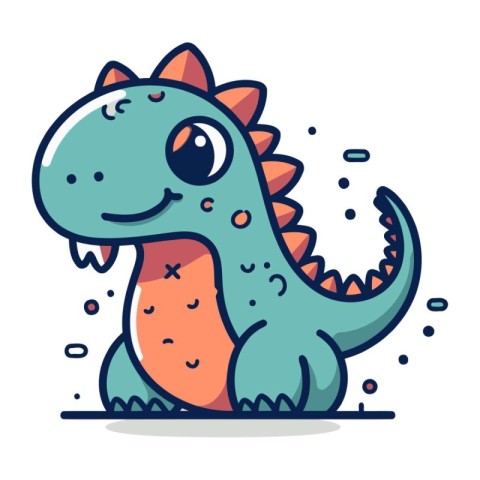 Cute dinosaur cartoon character. Vector illustration in a flat s