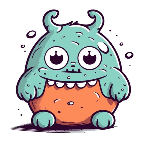 Funny cartoon monster. Vector illustration of a monster with big