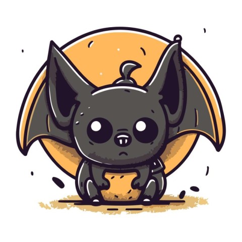 Cute cartoon bat. Vector illustration isolated on white backgrou