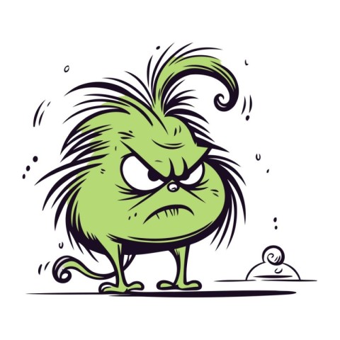 Angry cartoon monster. Vector illustration of a green monster on