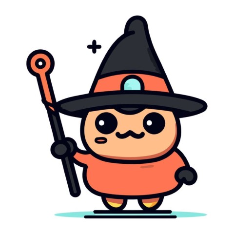 Cute Cartoon Witch Character Vector Illustration. Flat Design St