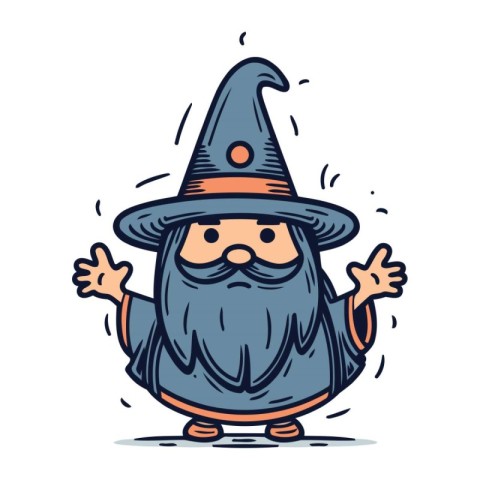 Witch cartoon character. Cute vector illustration of a wizard.