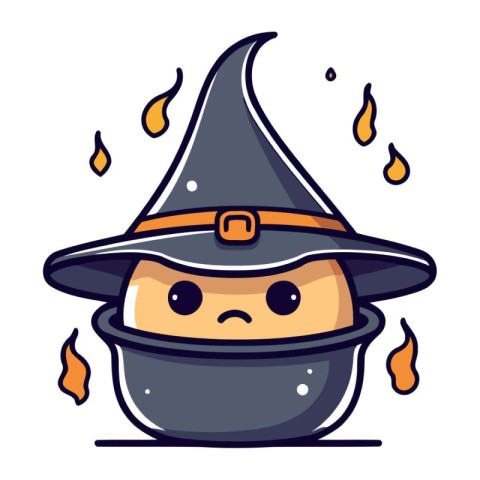 Cute cartoon witch character. Vector illustration in a flat styl