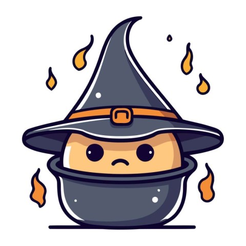 Cute cartoon witch character. Vector illustration in a flat styl
