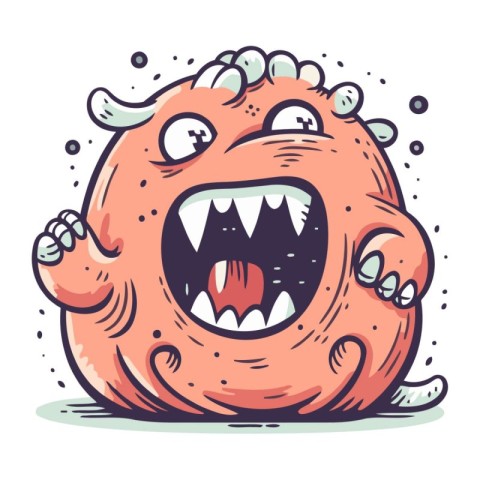 Cartoon monster. Vector illustration of funny monster with open