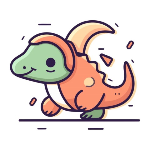 Cute dinosaur cartoon character. Colorful vector illustration in