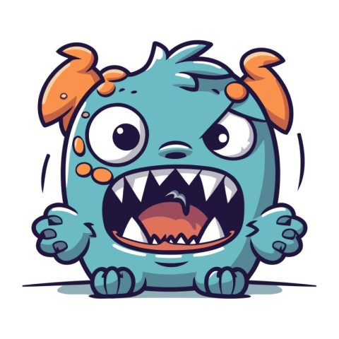 Angry Monster Cartoon Mascot Character. Vector Illustration.