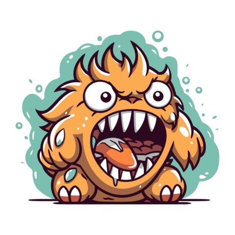 Angry cartoon monster. Vector illustration isolated on a white b