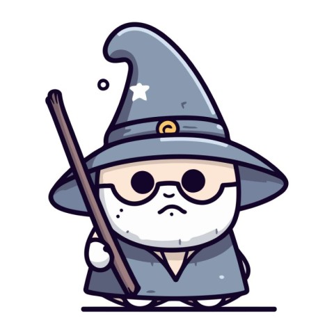 Witch Character Mascot Vector Illustration. Cute Cartoon Wizard