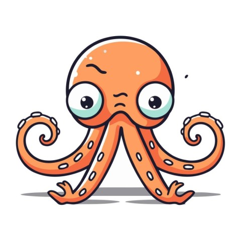 Octopus cartoon character. Cute octopus mascot vector illustrati