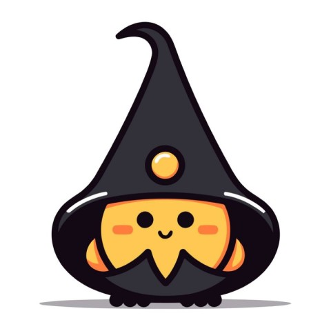 Cute Halloween Witch Cute Cartoon Character. Vector Illustration