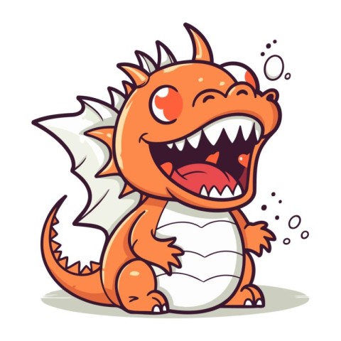 Funny cartoon dragon. Vector illustration isolated on a white ba