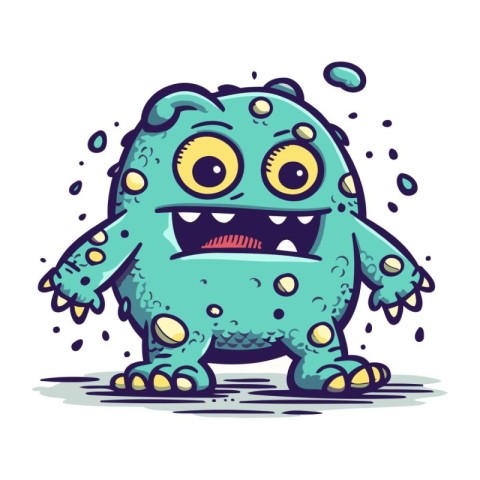 Funny cartoon monster. Vector illustration. Isolated on white ba