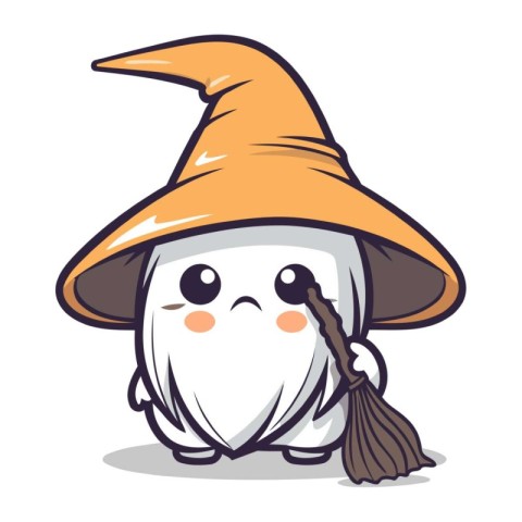 Witch mushroom character cartoon vector illustration. Cute Hallo