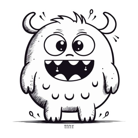 Funny cartoon monster. Vector illustration isolated on a white b