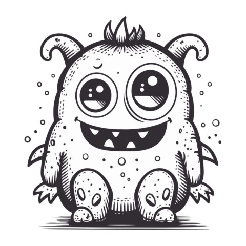 Funny cartoon monster. Vector illustration isolated on a white b