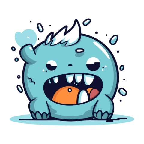 Funny cartoon monster. Vector illustration of cute monster. Cute