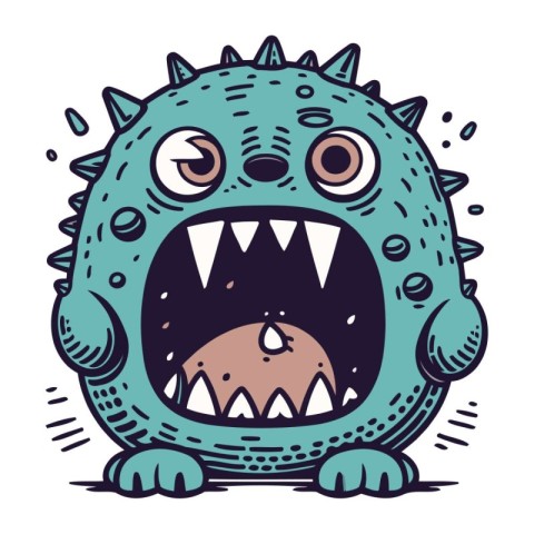 Cartoon monster. Vector illustration of a monster with sharp tee