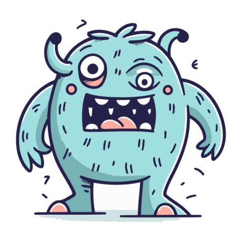 Funny cartoon monster. Vector illustration of a monster with emo