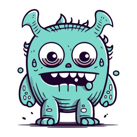 Funny cartoon monster character. Vector illustration of a cute m