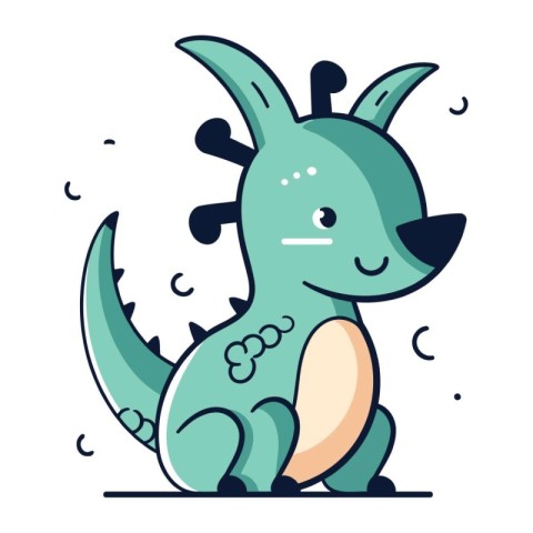 Cute dinosaur. Vector illustration in flat cartoon style. Dinosa