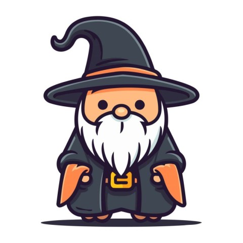 Wizard Cartoon Mascot Character Vector Illustration. Wizard Char