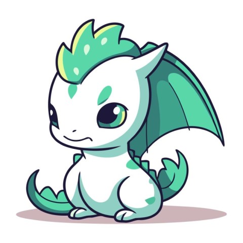 Cute cartoon dragon. Vector illustration of a cute little dragon