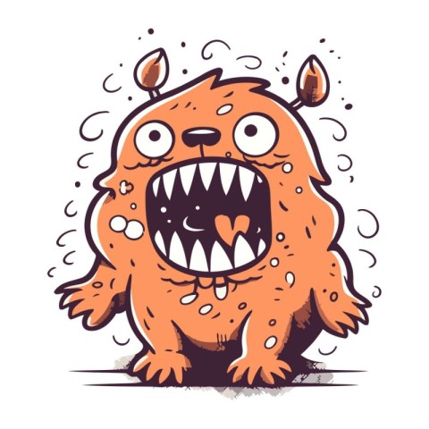 Funny cartoon monster. Vector illustration isolated on a white b