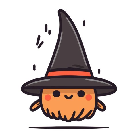 Cute little Halloween witch character. Vector illustration in ca