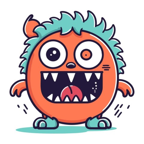 Funny monster. Vector illustration. Cute cartoon monster charact