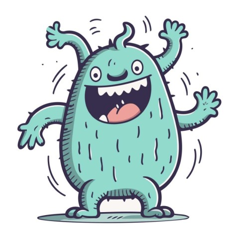 Funny cartoon monster. Vector illustration of a funny monster wi