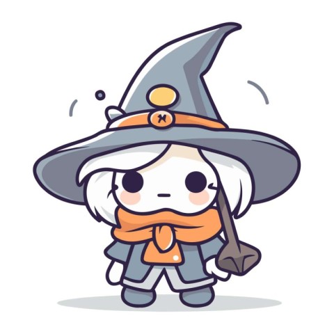 Witch cartoon character design. Cute and funny vector illustrati