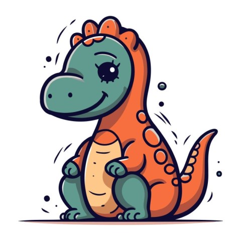 Cute cartoon dinosaur. Vector illustration isolated on a white b