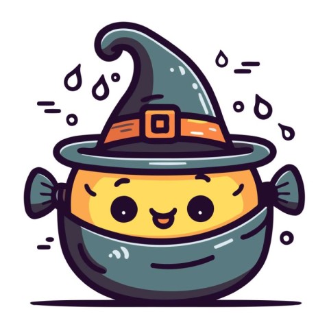 Cute Halloween witch hat vector illustration. Cute cartoon chara