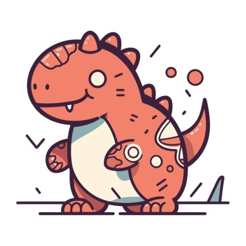 Cute cartoon dinosaur. Vector illustration in doodle style.