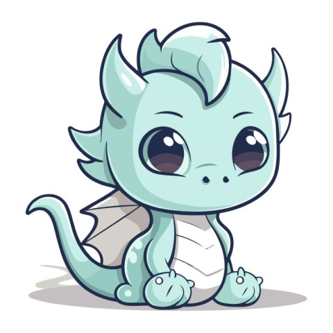 Funny dragon character cartoon vector illustration. Cute little