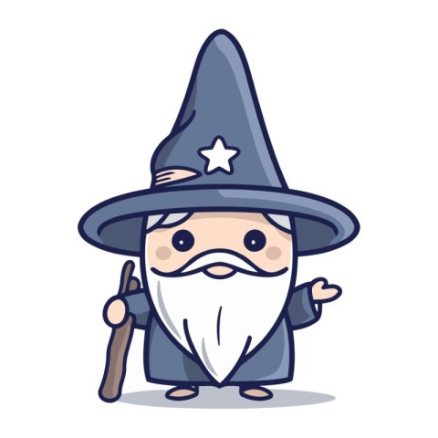 Witch character cartoon style vector illustration. Cute wizard m