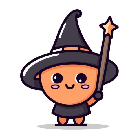 Cute Halloween Witch Mascot Character. Vector Illustration.