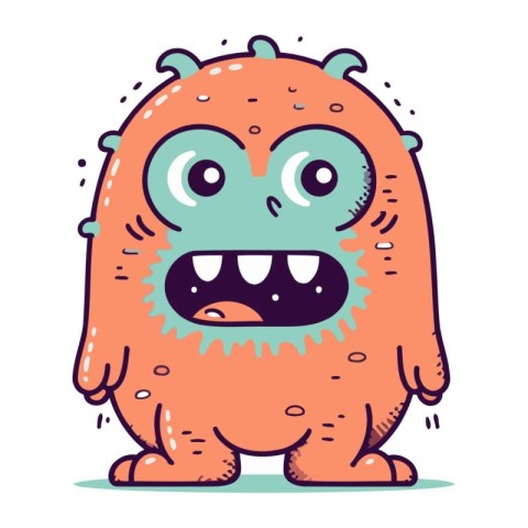 Funny cartoon monster. Vector illustration in doodle style.