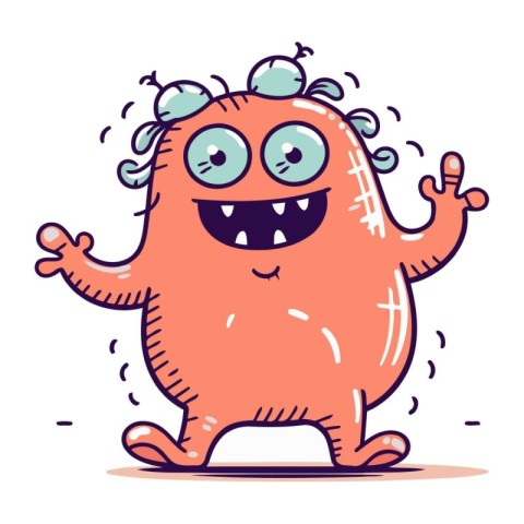 Funny cartoon monster character. Vector illustration. Cute monst