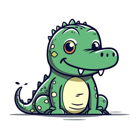 Cute cartoon crocodile. Vector illustration. Isolated on white b