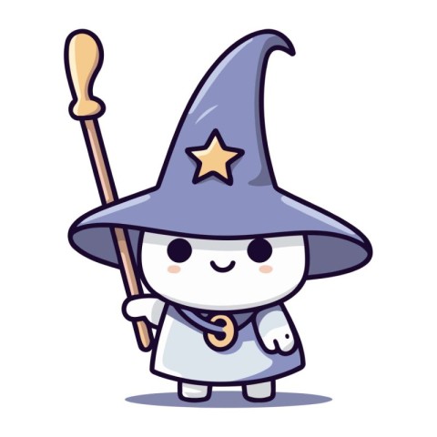 Witch character design. Cute and funny cartoon vector illustrati