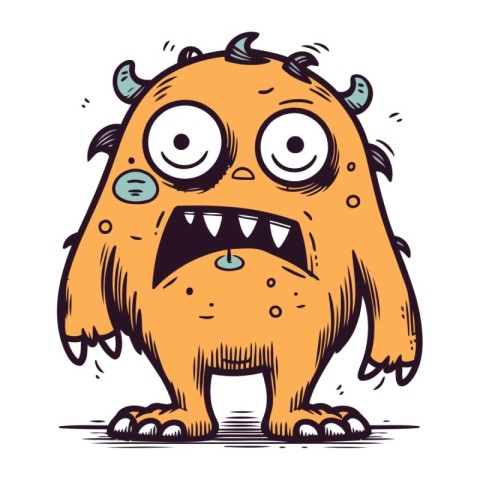 Angry cartoon monster. Vector illustration isolated on a white b