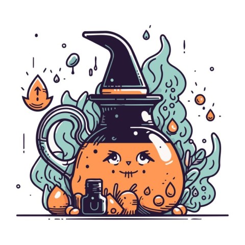 Witch potion. Halloween vector illustration. Hand drawn doodle s