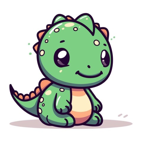 Cute dinosaur cartoon character. Vector illustration of a funny