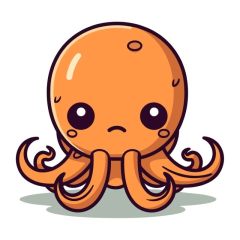 Cute cartoon octopus. Vector illustration. Isolated on white bac