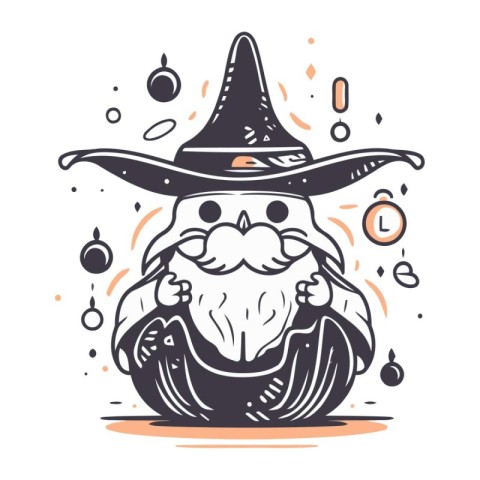 Wizard. Vector illustration in doodle style on white background.