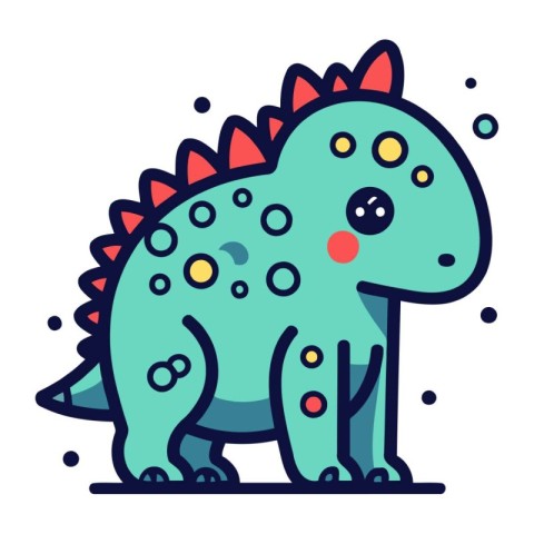 Cute cartoon dinosaur. Colorful vector illustration. Isolated on